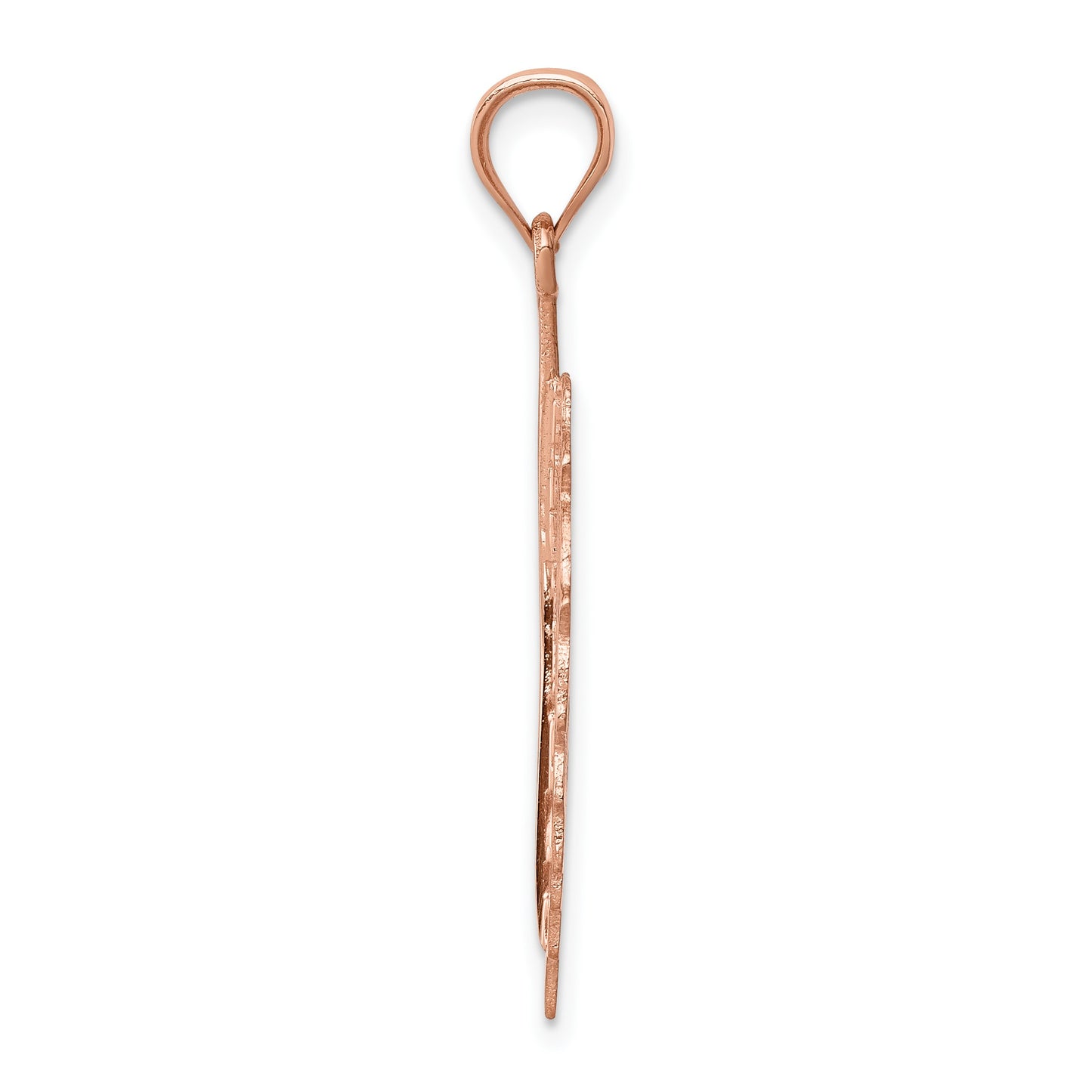 14K Rose Gold Polished Leaf Pendant