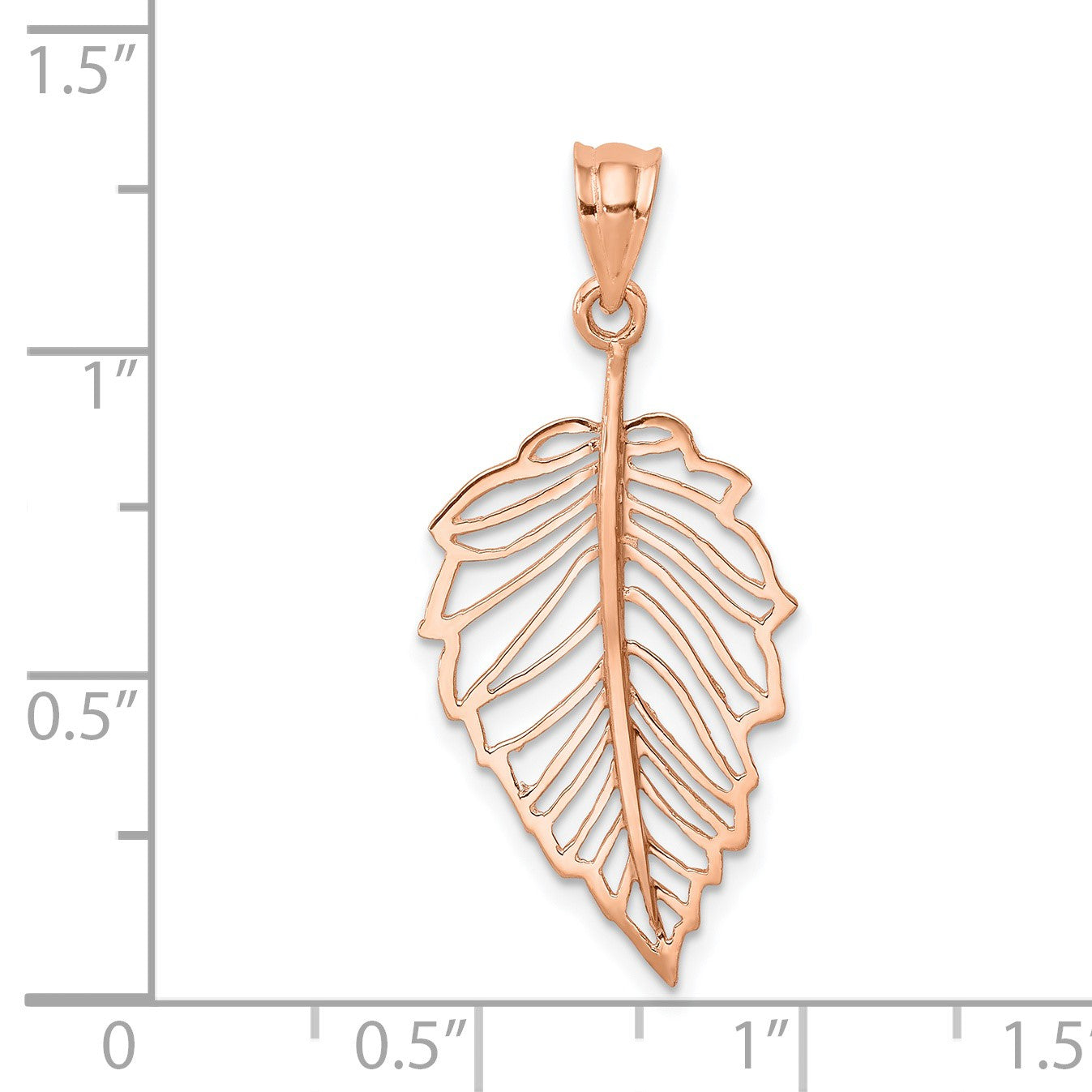 14K Rose Gold Polished Leaf Pendant