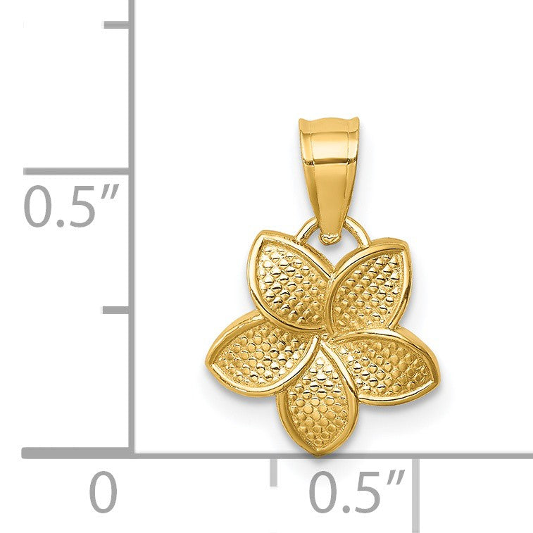14K Polished Mini Plumeria Pendant