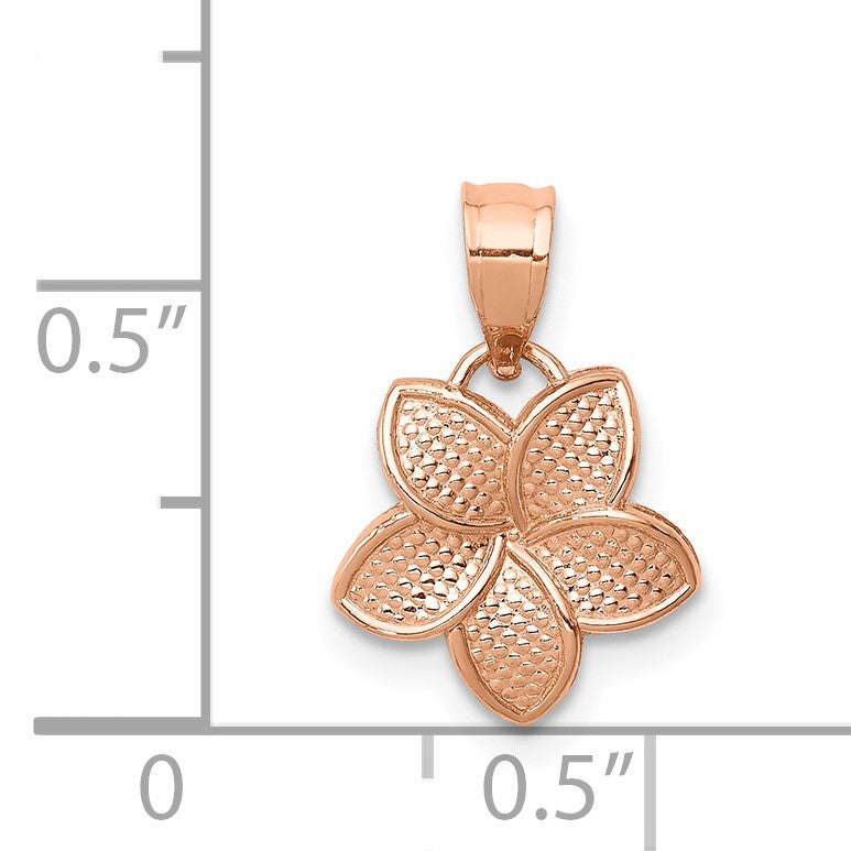 14K Rose Gold Polished Mini Plumeria Pendant