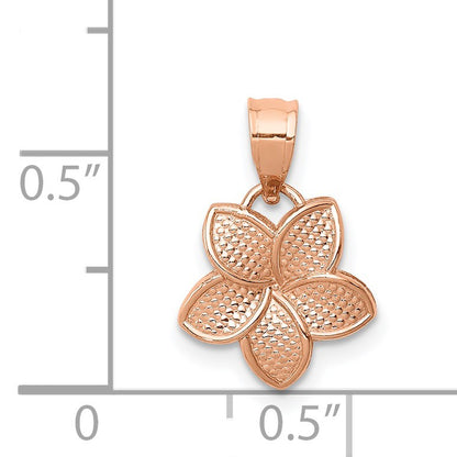 14K Rose Gold Polished Mini Plumeria Pendant