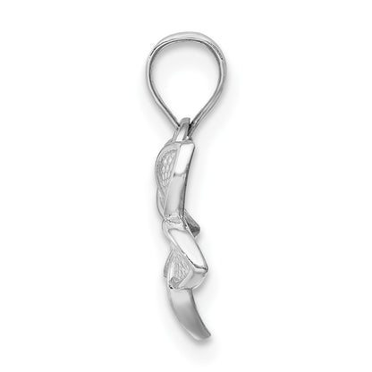 14K White Gold Polished Mini Plumeria Pendant