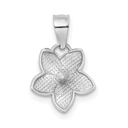 14K White Gold Polished Mini Plumeria Pendant