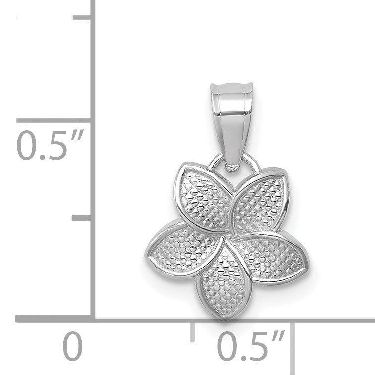 14K White Gold Polished Mini Plumeria Pendant