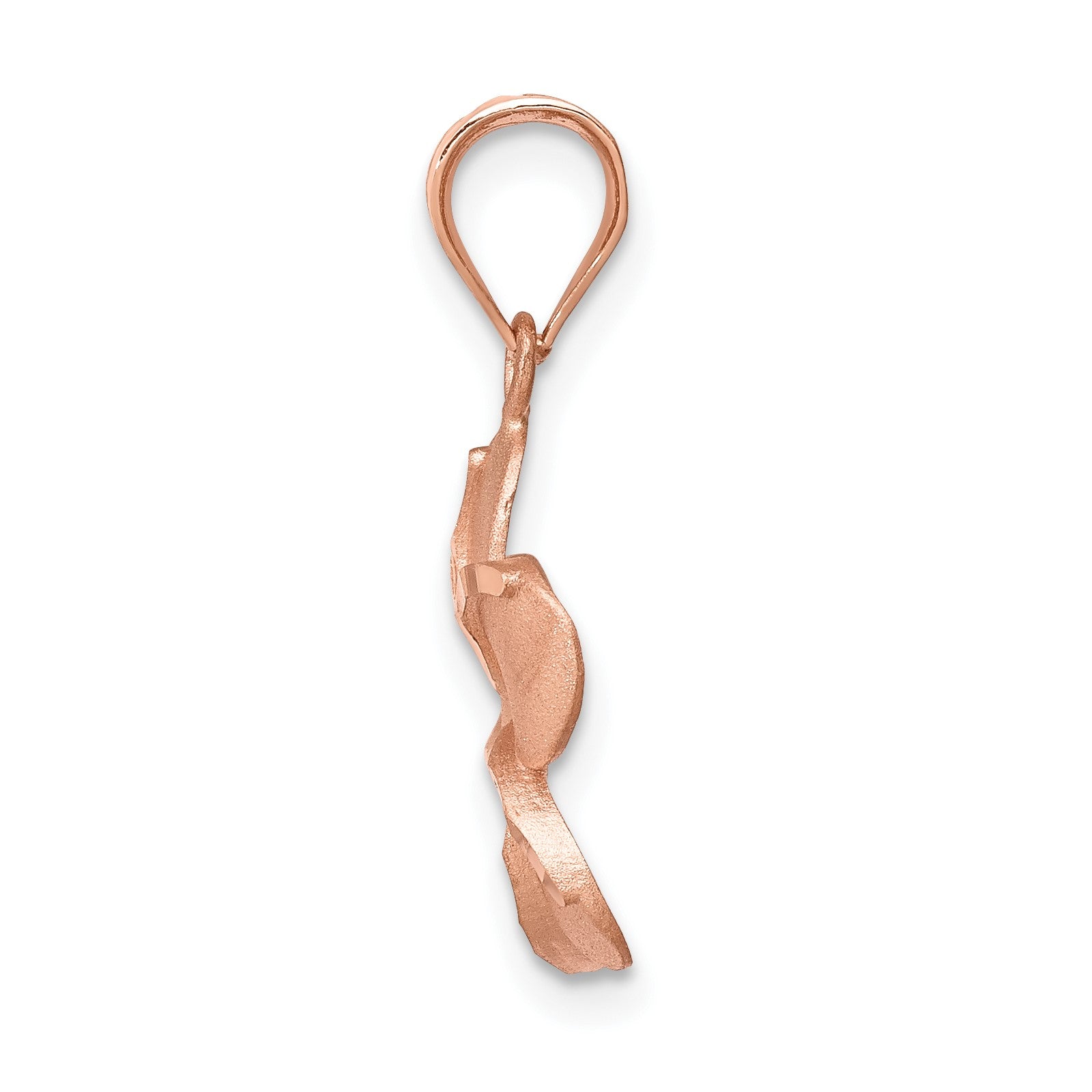 14K Rose Gold Satin Diamond-cut Plumeria Pendant