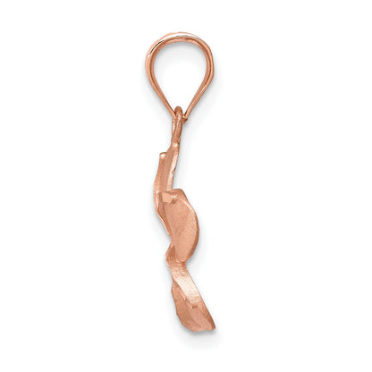 14K Rose Gold Satin Diamond-cut Plumeria Pendant