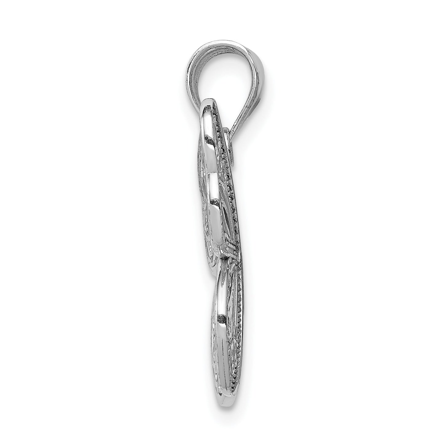 14K White Gold Polished Diamond-cut Butterfly Pendant