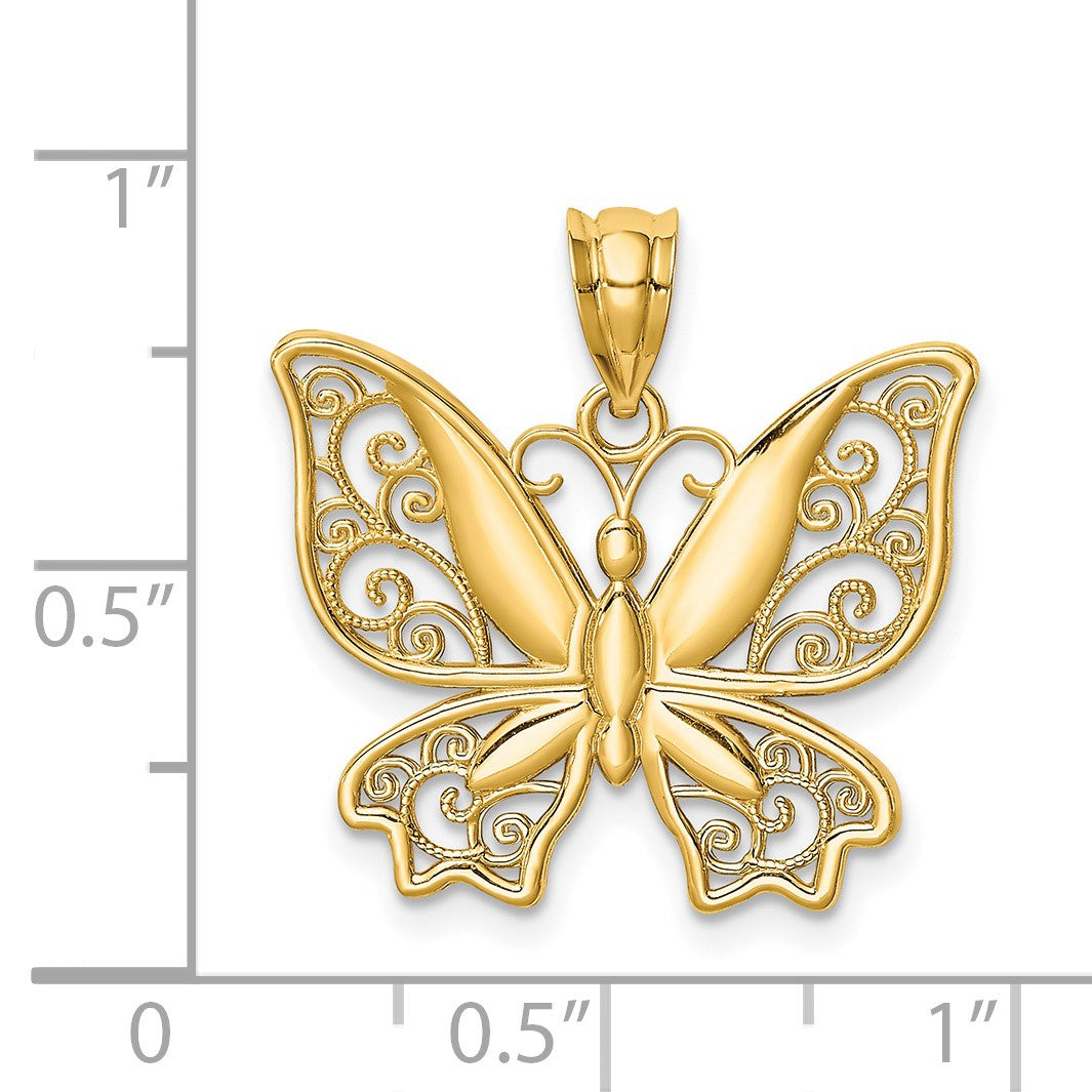 14K Polished Butterfly Pendant