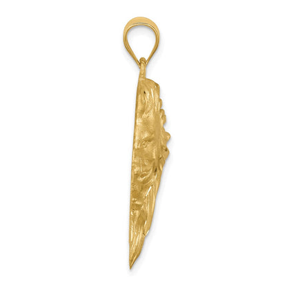 14K Brushed Diamond-cut Lion Head Pendant