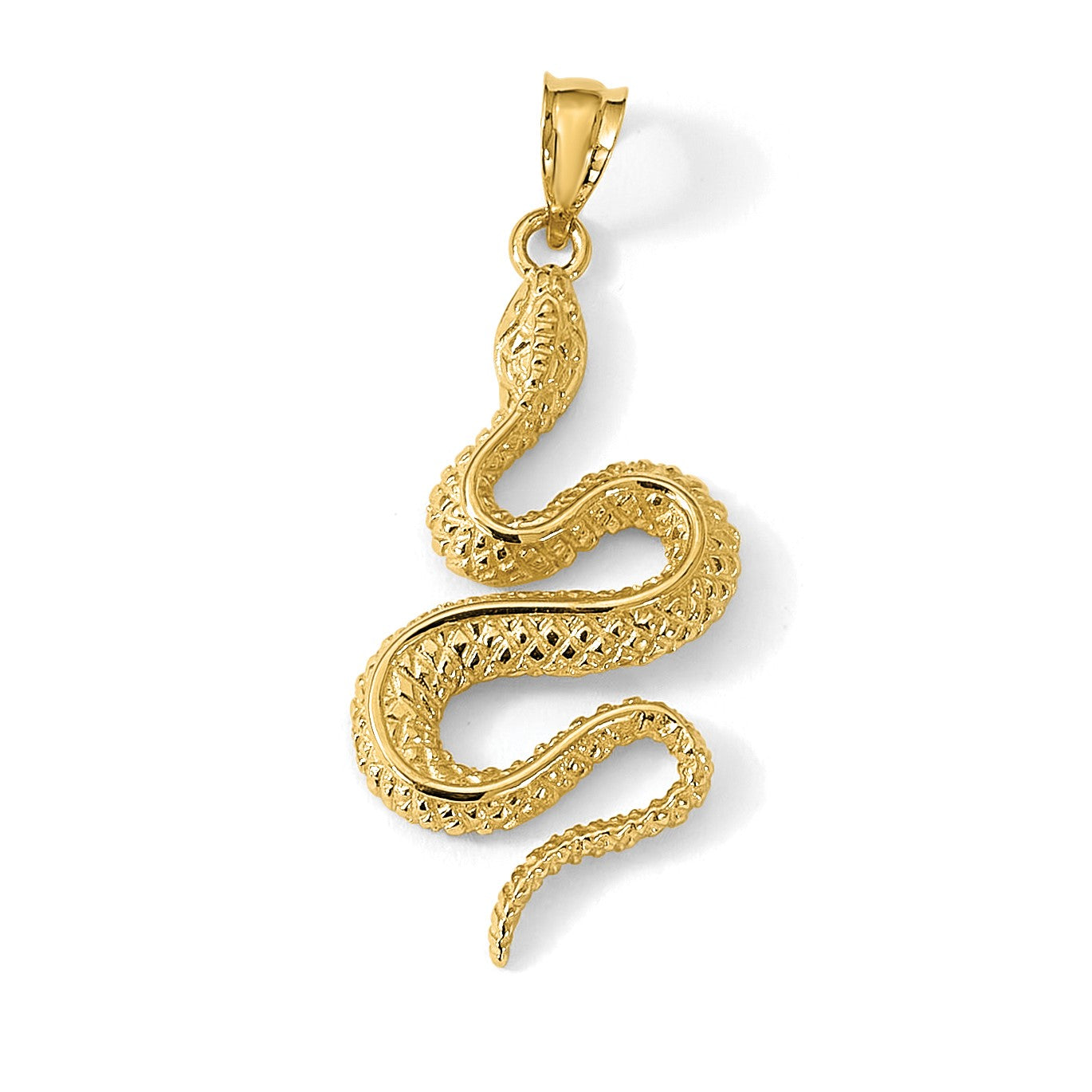 14K Polished Textured Snake Pendant