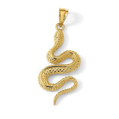 14K Polished Textured Snake Pendant