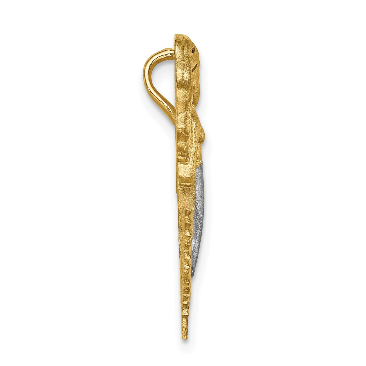 14K and White Rhodium Brushed Diamond-Cut Mermaid Chain Slide