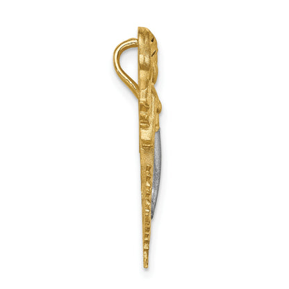 14K and White Rhodium Brushed Diamond-Cut Mermaid Chain Slide