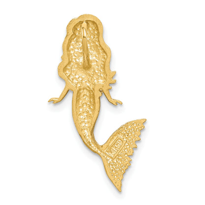 14K and White Rhodium Brushed Diamond-Cut Mermaid Chain Slide