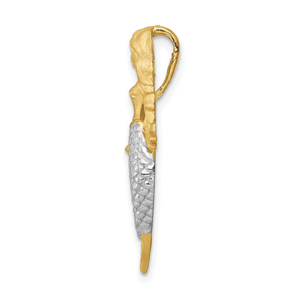 14K and White Rhodium Brushed Mermaid Chain Slide