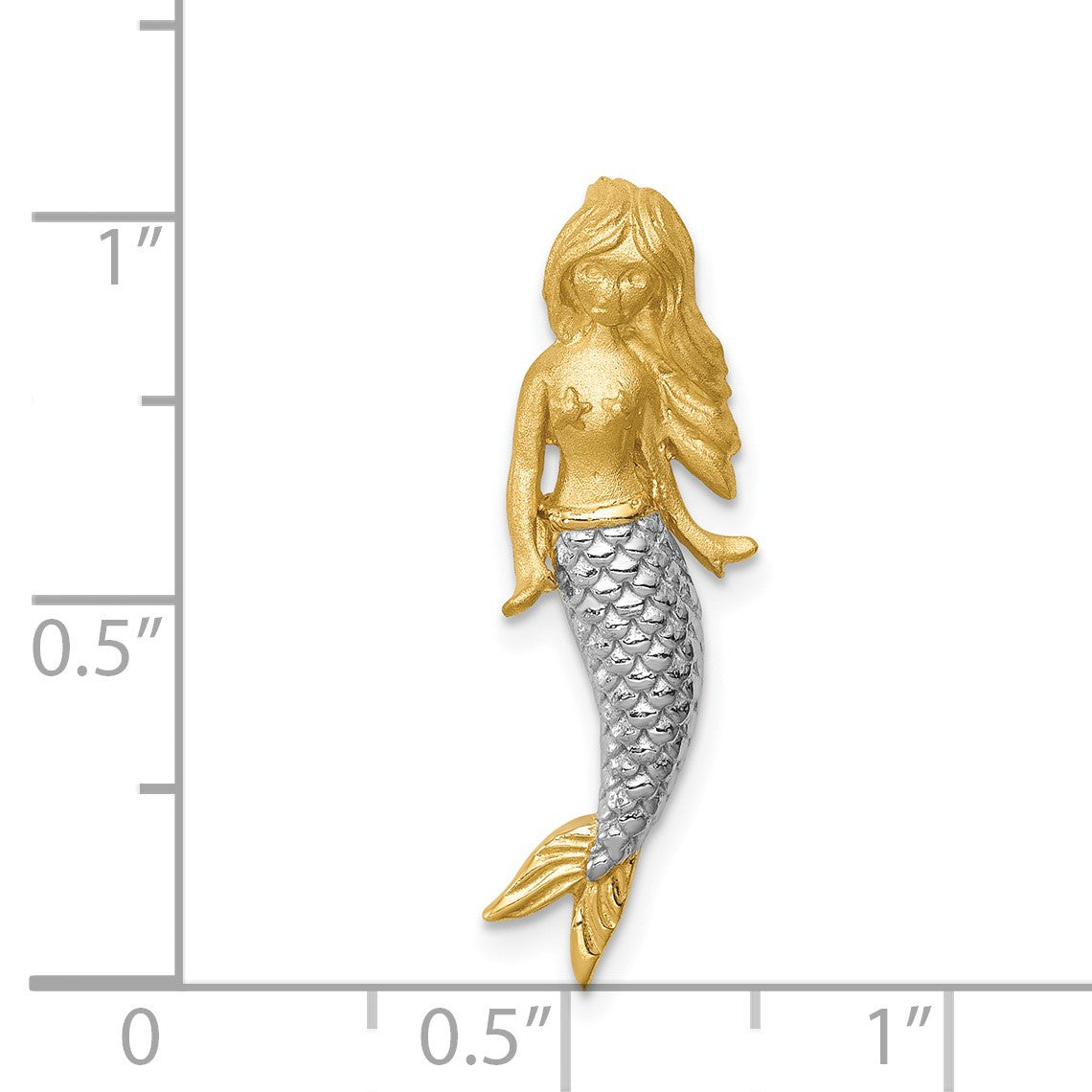 14K and White Rhodium Brushed Mermaid Chain Slide