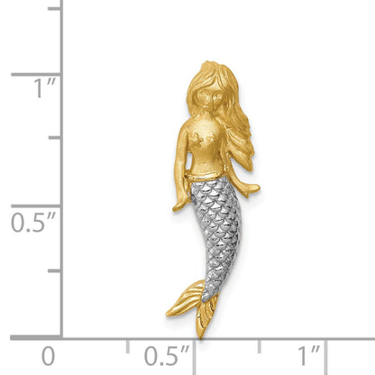 14K and White Rhodium Brushed Mermaid Chain Slide