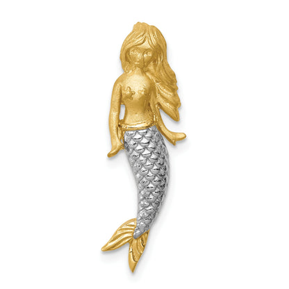 14K and White Rhodium Brushed Mermaid Chain Slide
