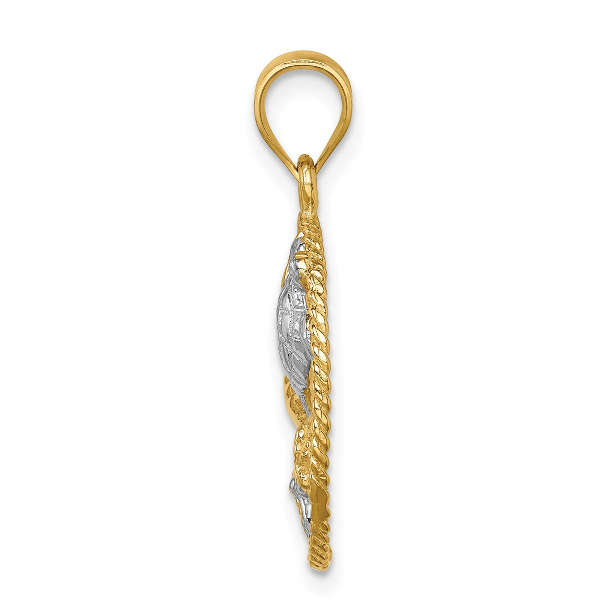 14K and White Rhodium Polished Sealife Pendant