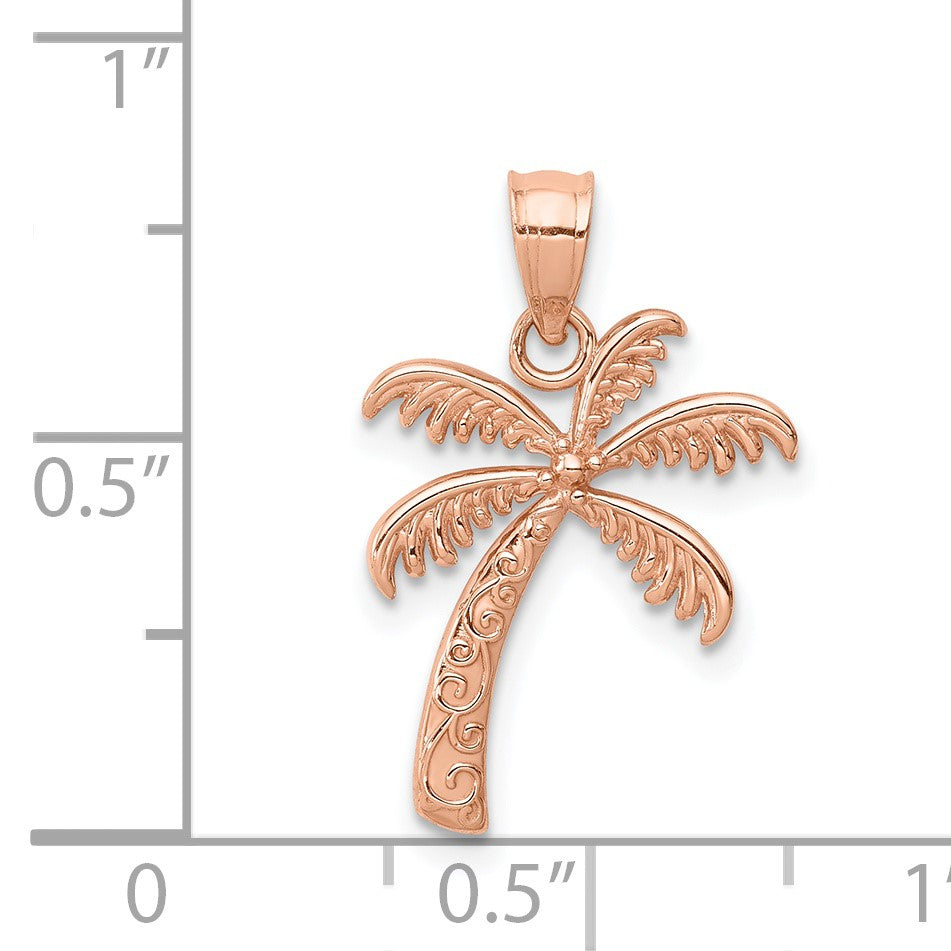 14K Rose Gold Polished Palm Tree Pendant
