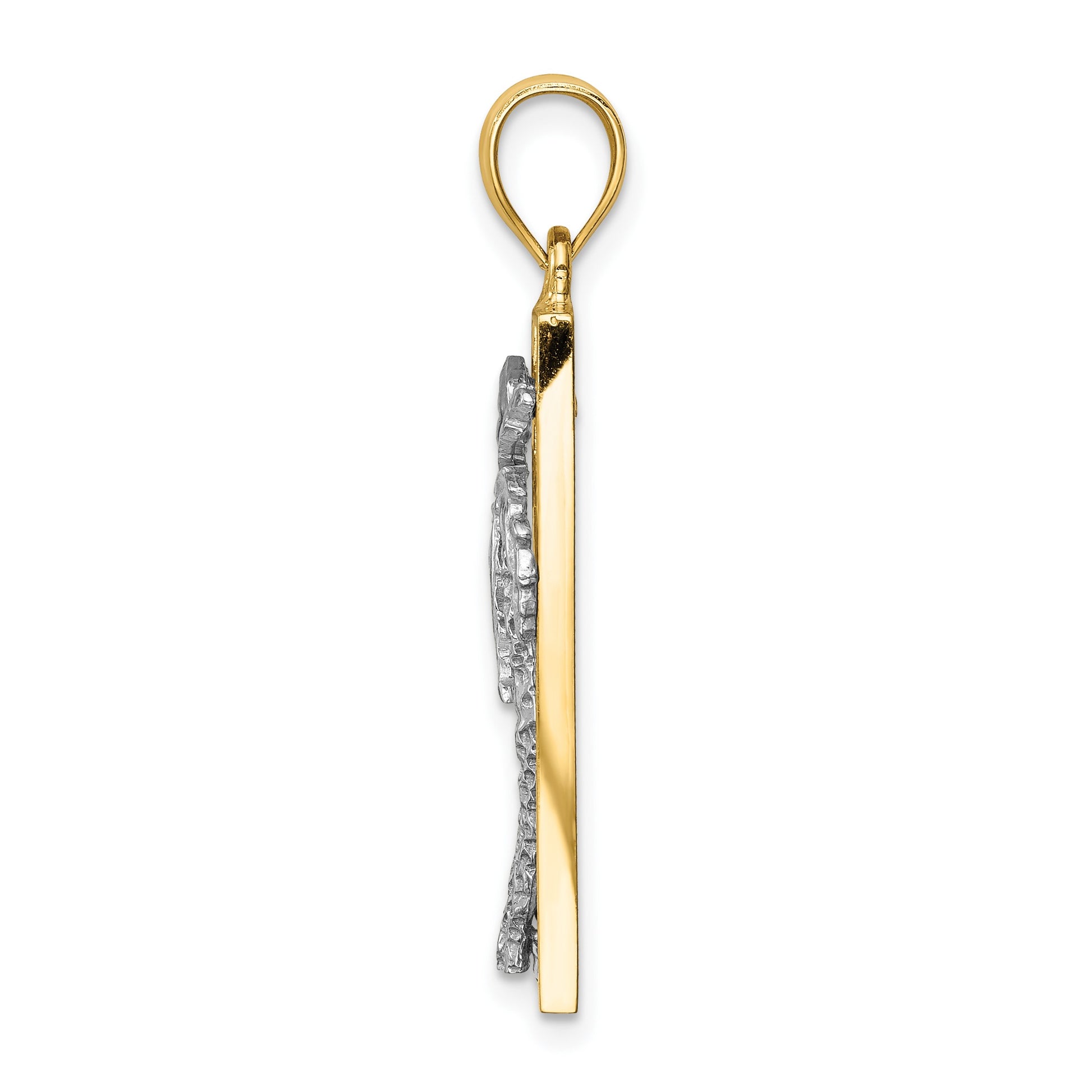 14K Two-tone Palm Tree in Frame Pendant