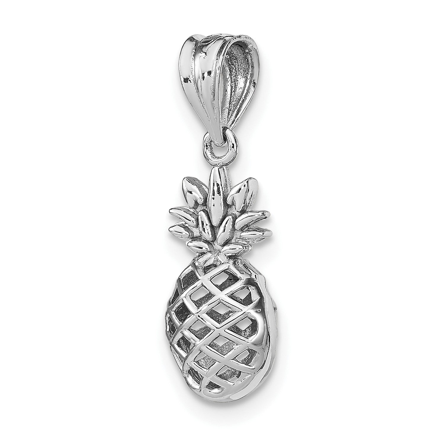 14K White Gold Polished 3-D Pineapple Pendant