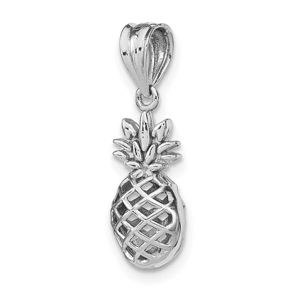 14K White Polished 3D Pineapple Pendant