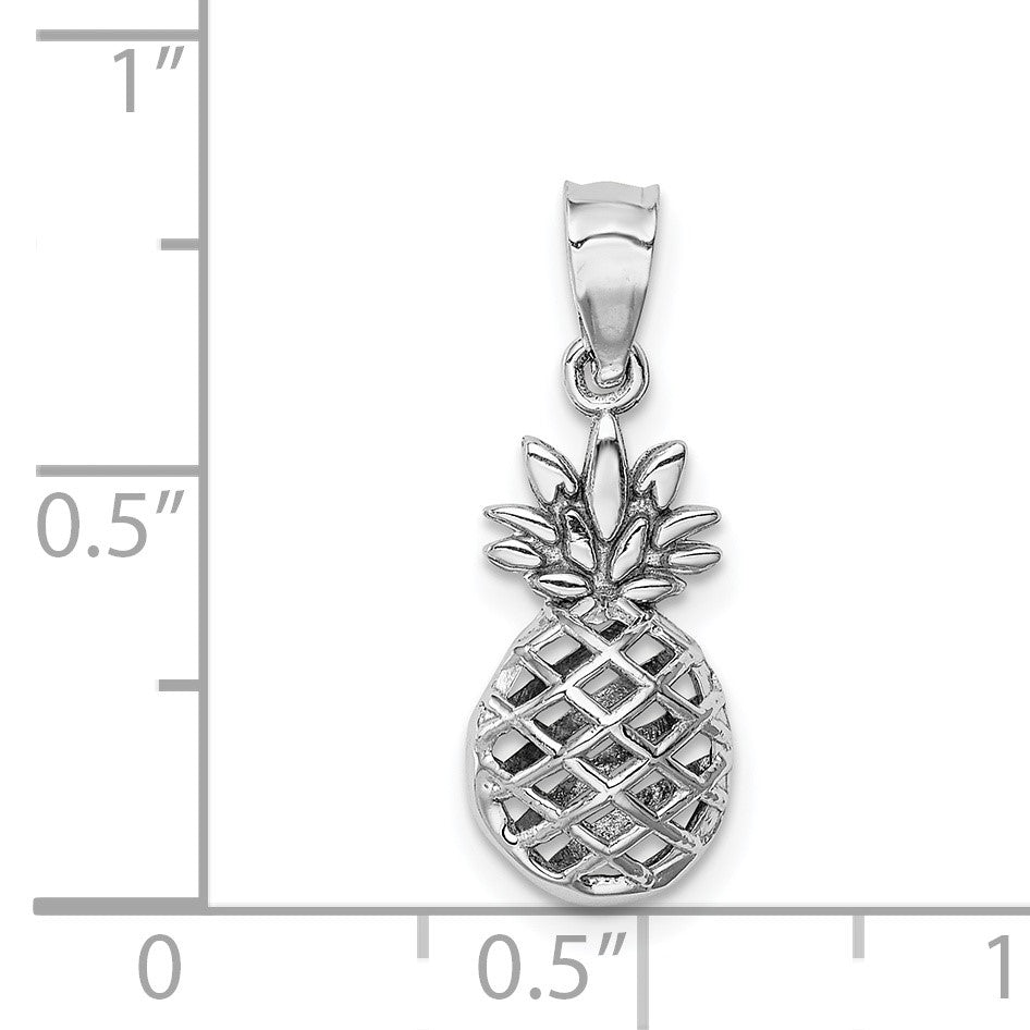 14K White Gold Polished 3-D Pineapple Pendant
