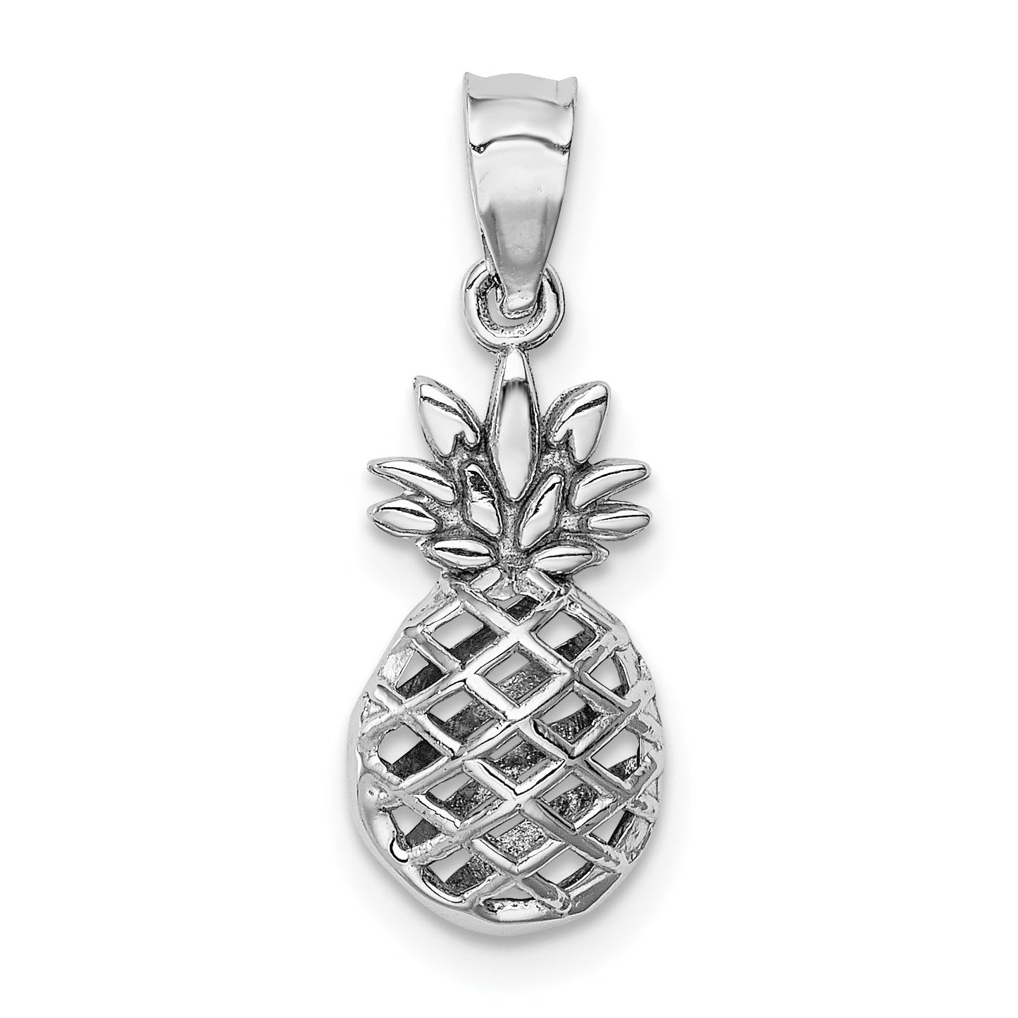 14K White Gold Polished 3-D Pineapple Pendant