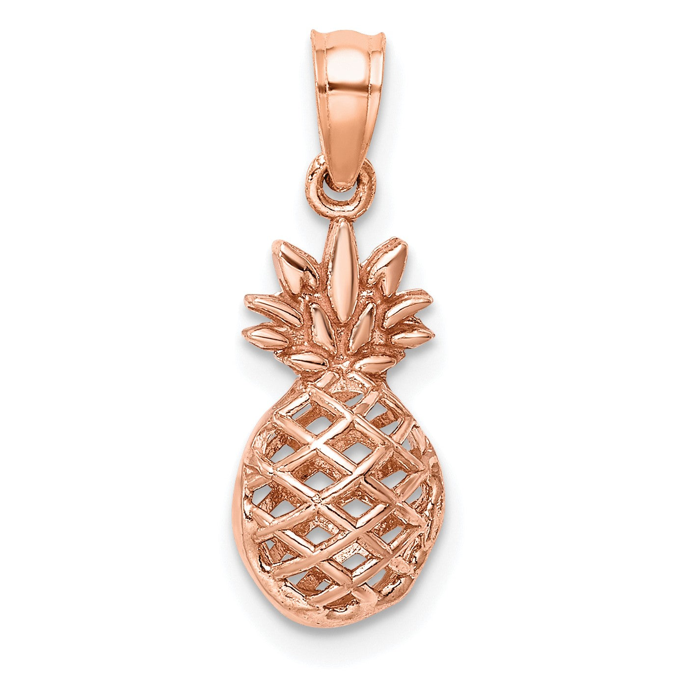 14K Rose Gold Polished 3-D Pineapple Pendant