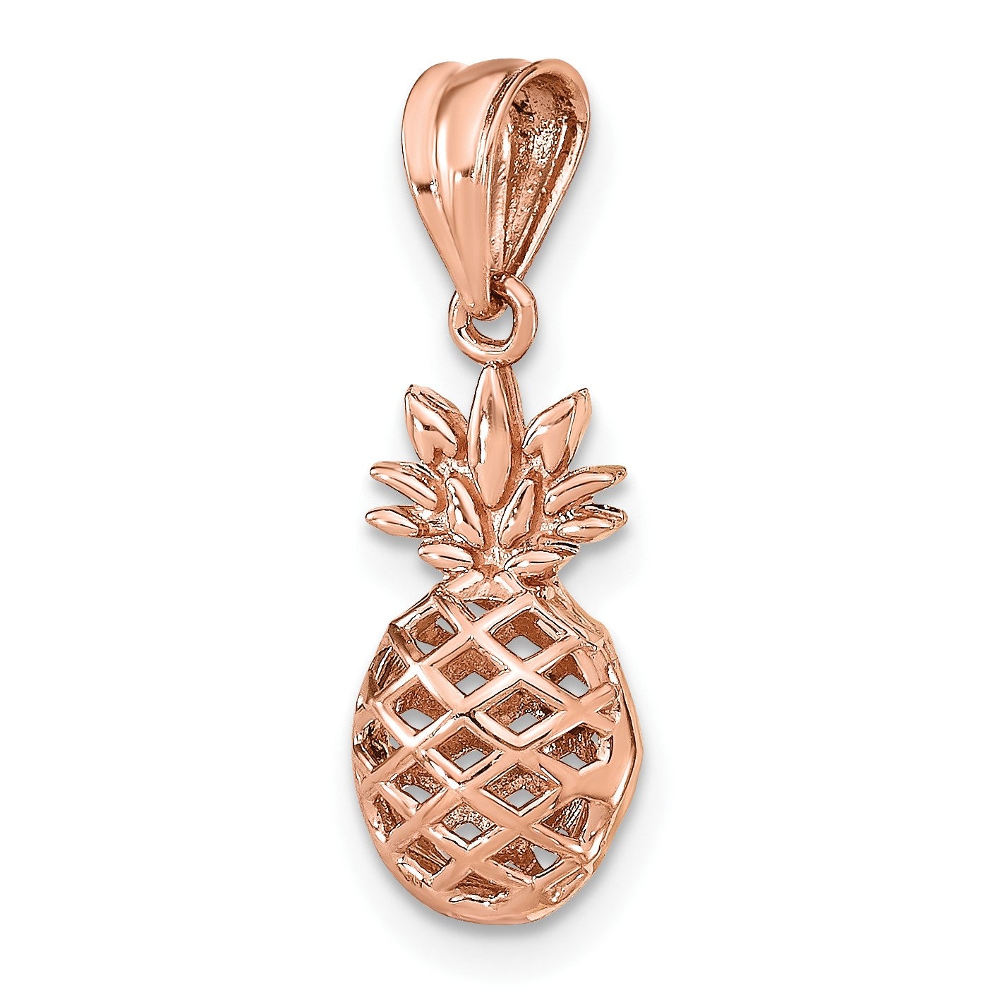 14K Rose Gold Polished 3-D Pineapple Pendant