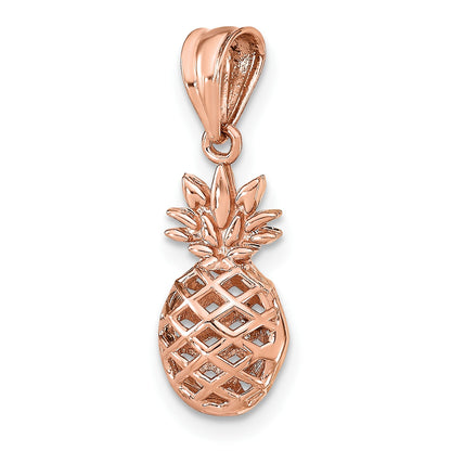 14K Rose Gold Polished 3-D Pineapple Pendant