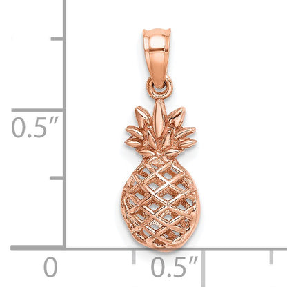 14K Rose Gold Polished 3-D Pineapple Pendant