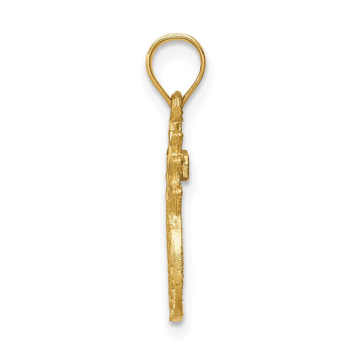 14K Brushed and Diamond-cut Pineapple Pendant