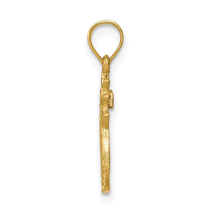 14K Brushed and Diamond-cut Pineapple Pendant
