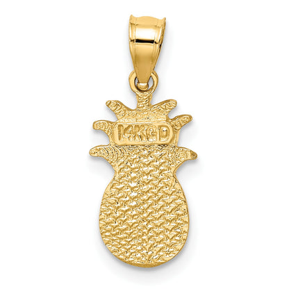 14K Brushed and Diamond-cut Pineapple Pendant