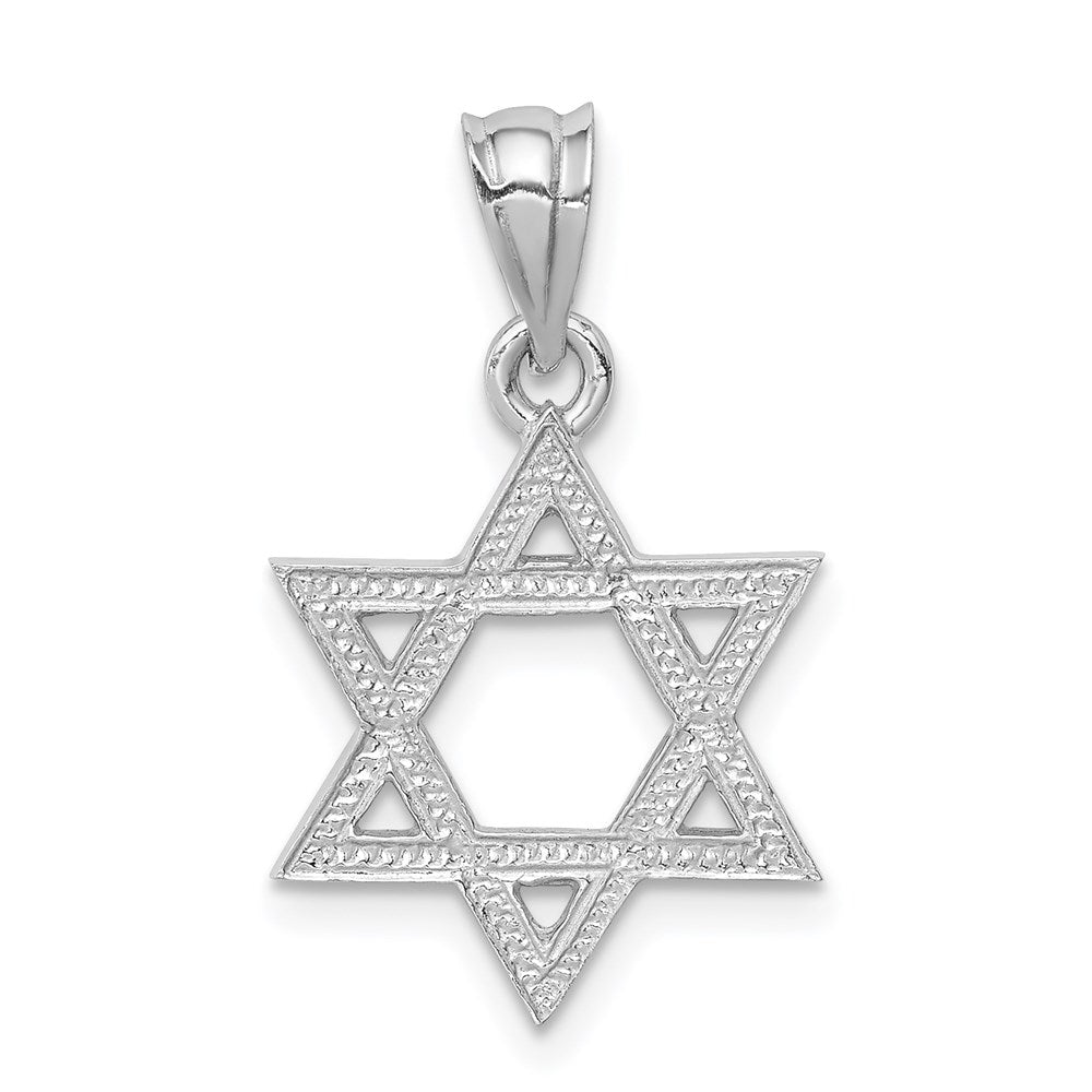 14K White Polished Star of David Pendant