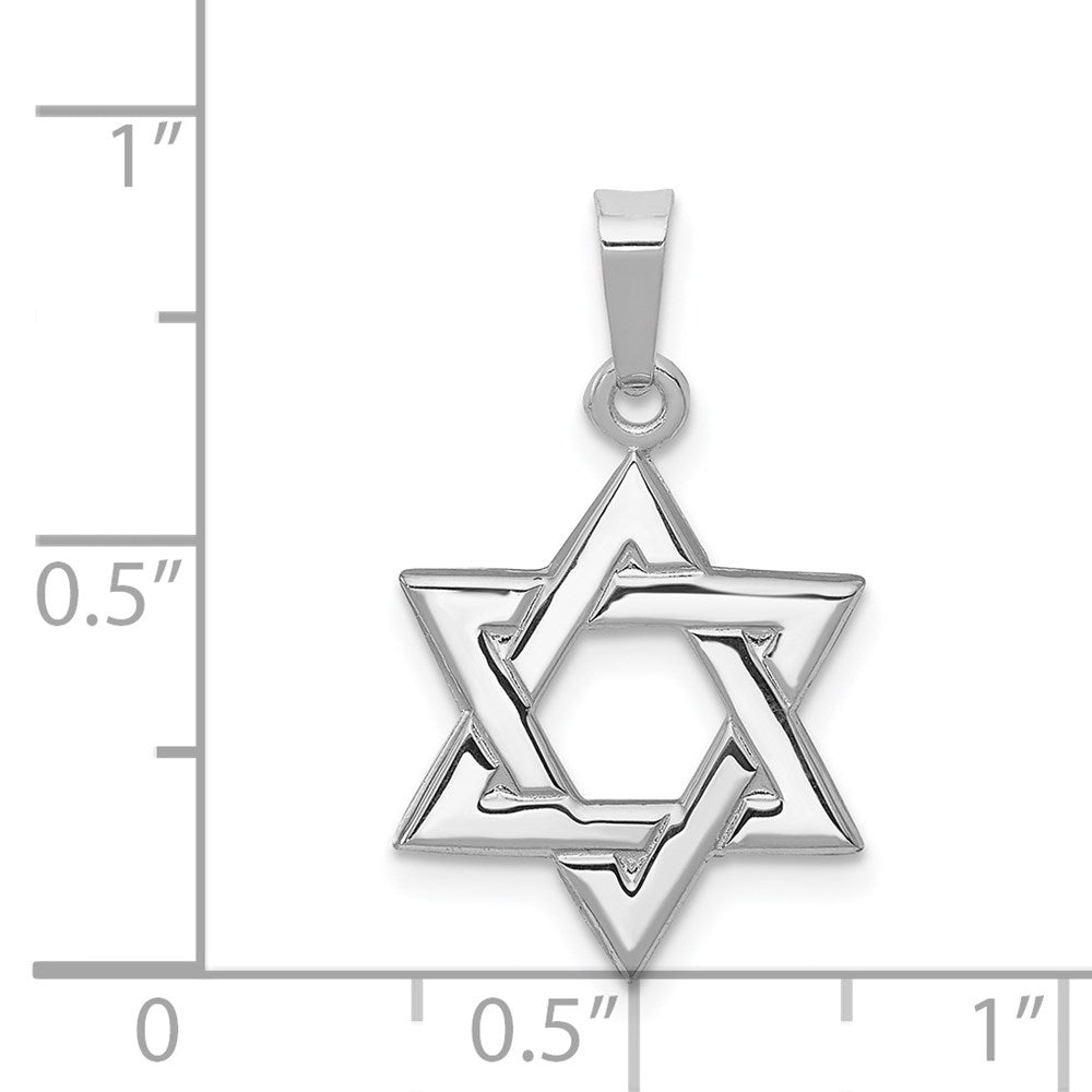 14K White Polished Star of David Pendant