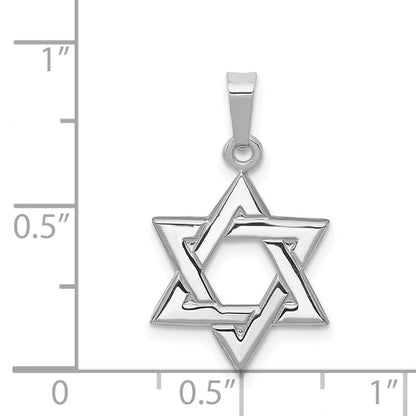 14K White Polished Star of David Pendant