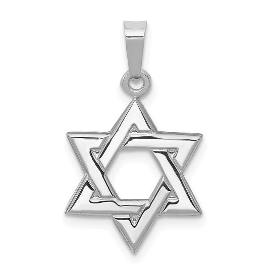 14K White Polished Star of David Pendant