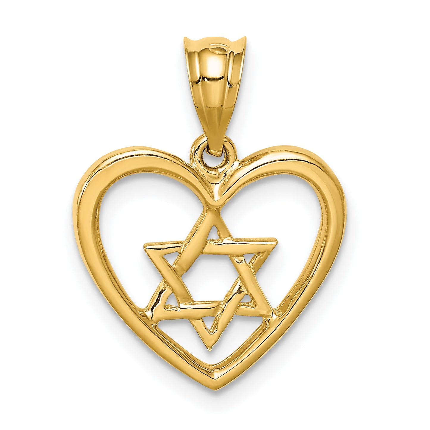 14K Polished Star of David in Heart Pendant