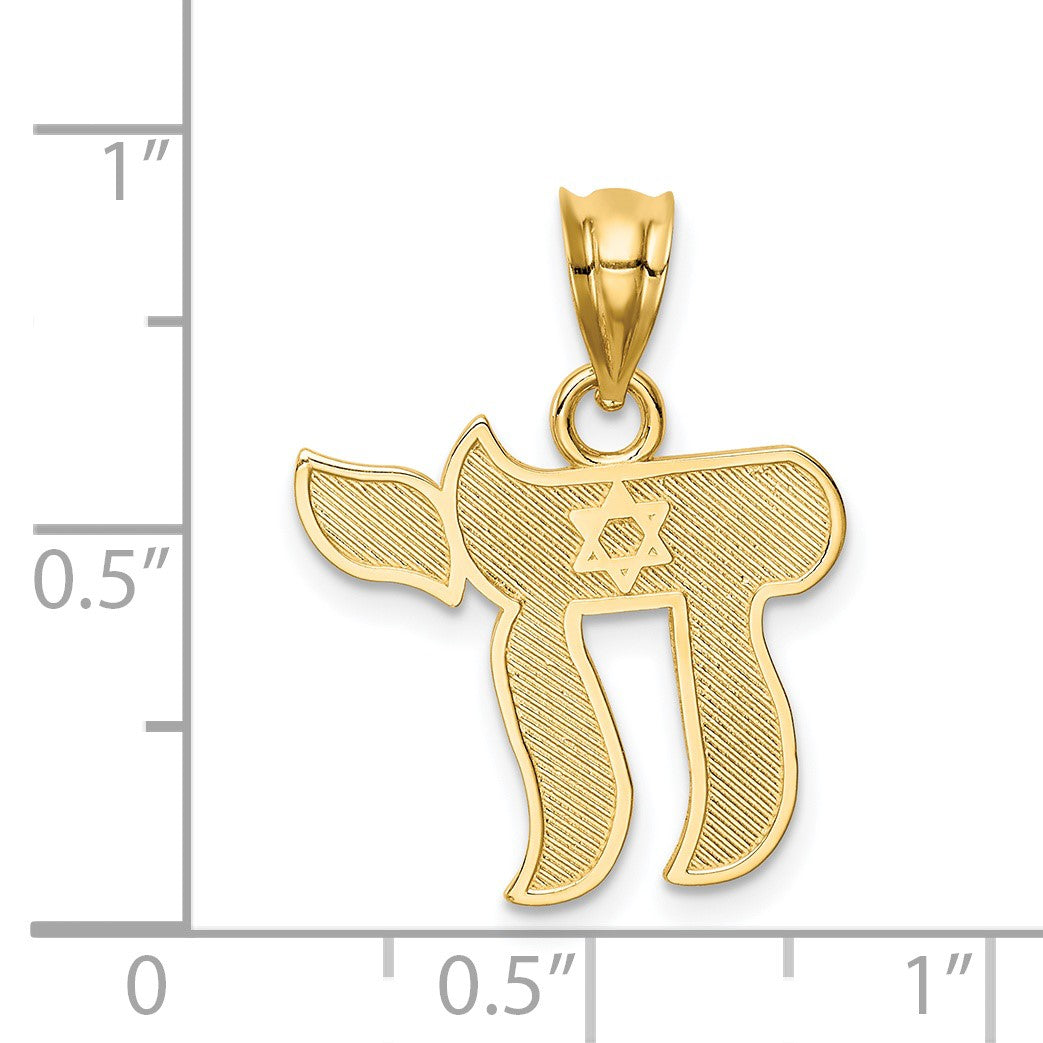 14K Polished Chai with Star of David Pendant
