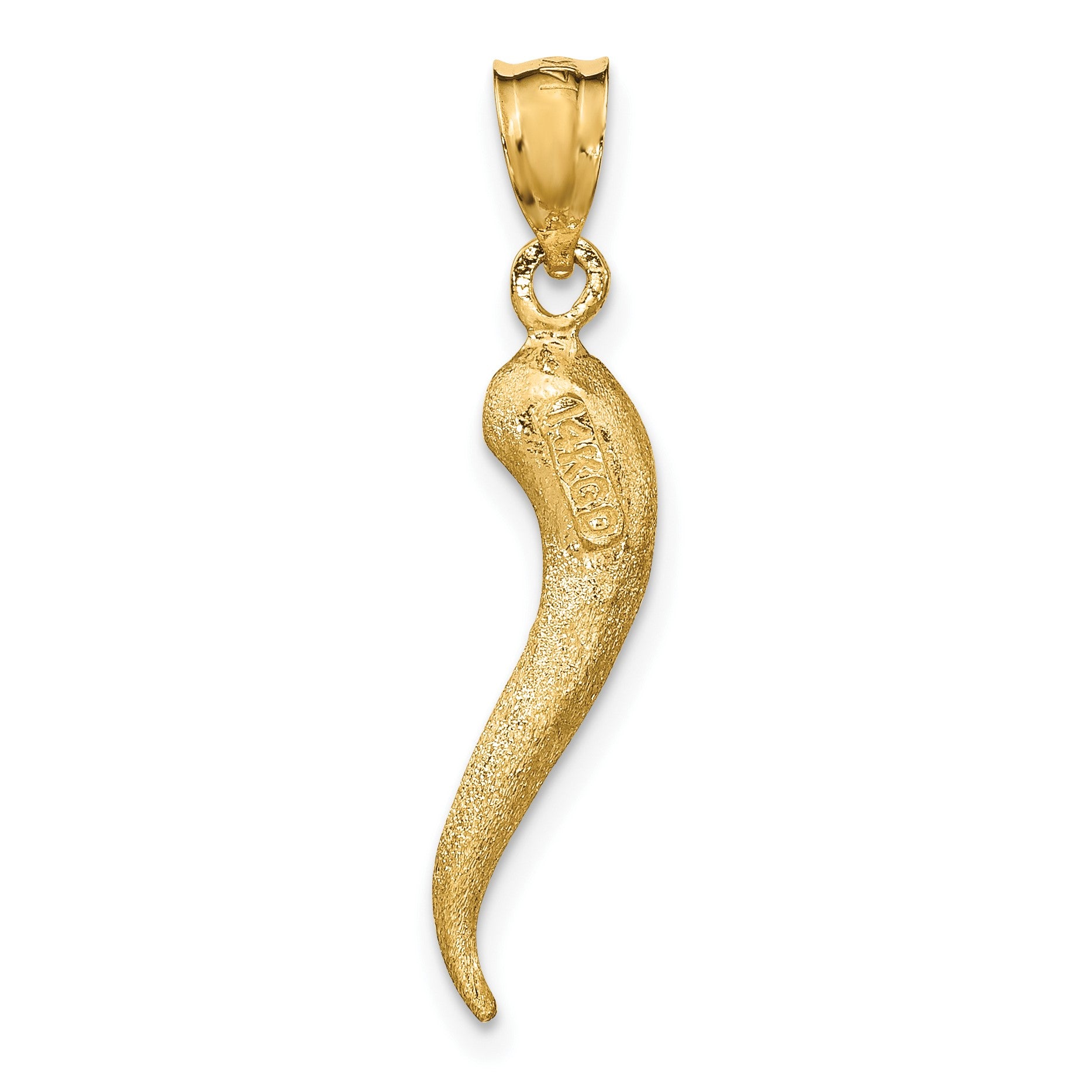 14K Brushed 3-D Italian Horn Pendant