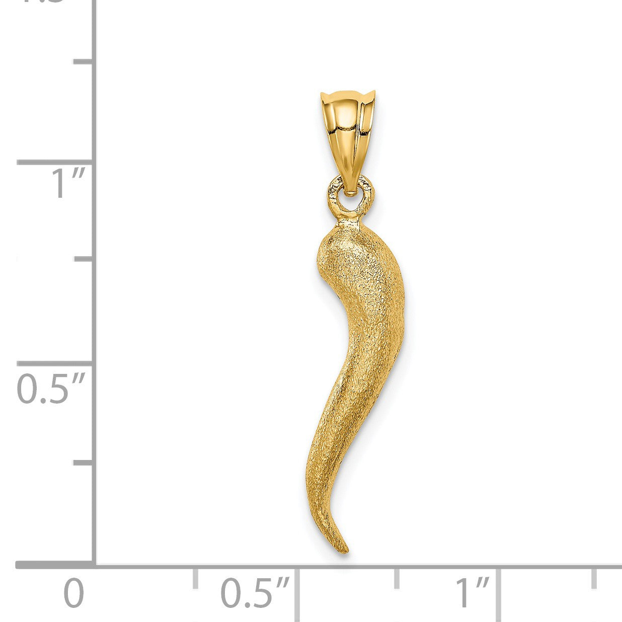 14K Brushed 3-D Italian Horn Pendant