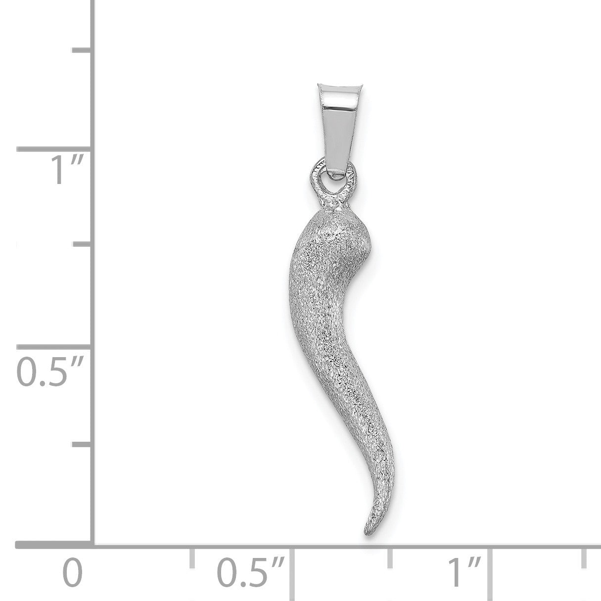 14K White Brushed 3-D Italian Horn Pendant