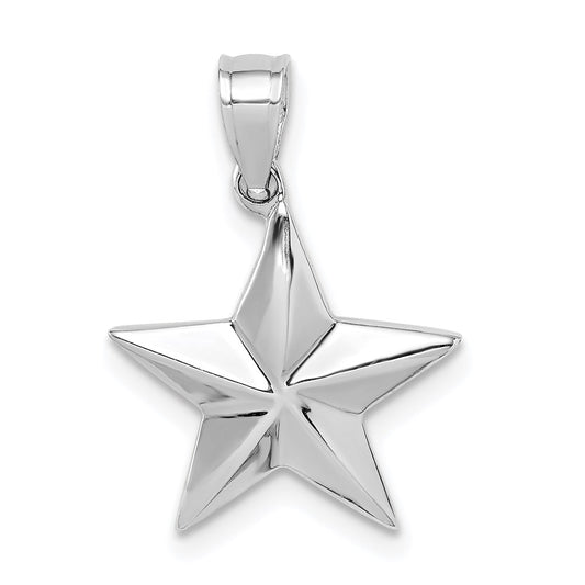 14K White Polished Star Pendant