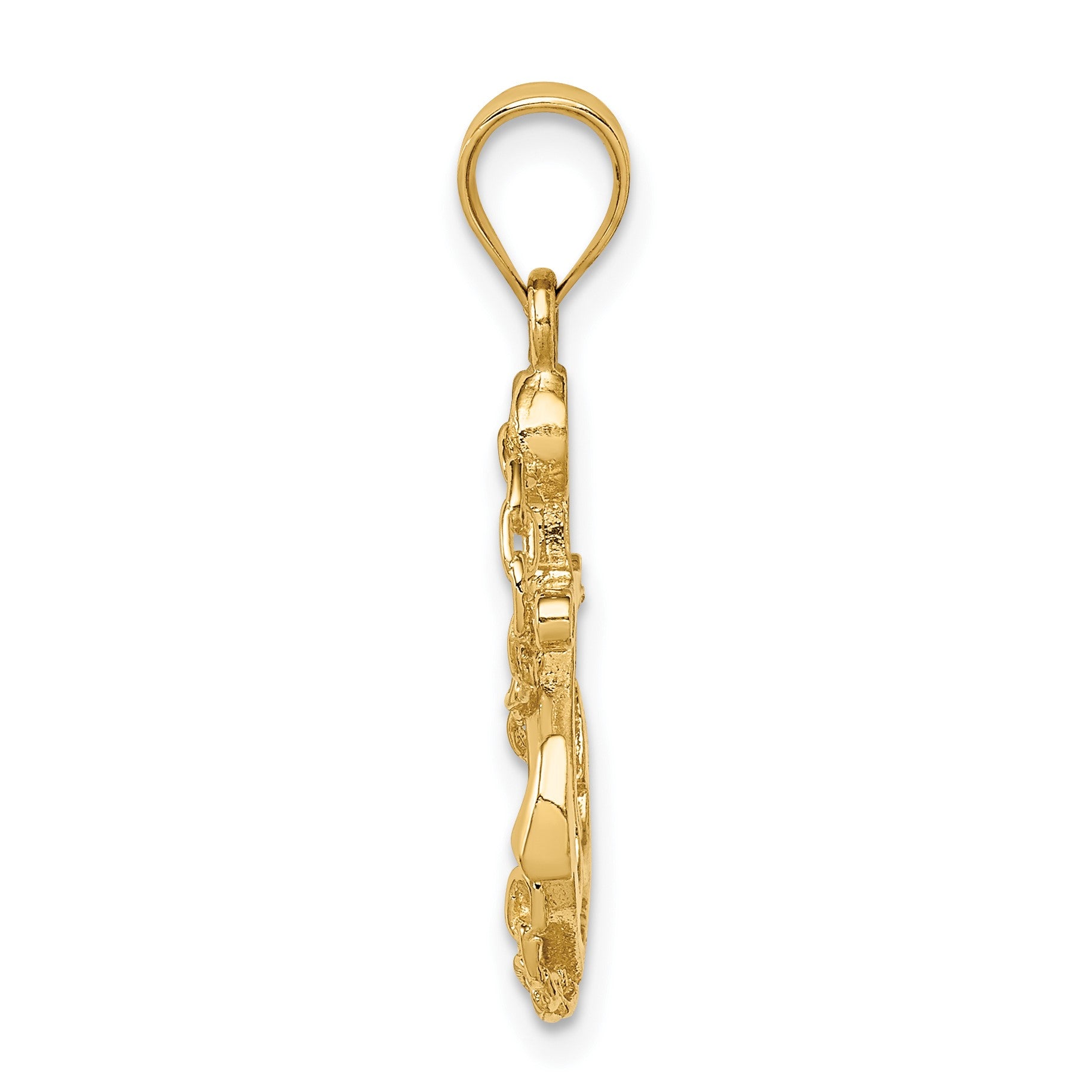 14K Polished Anchor and Chain Pendant