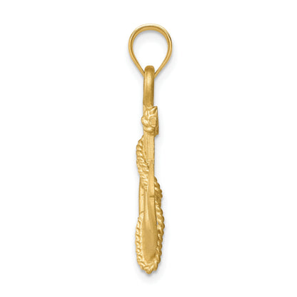 14K Brushed Diamond-cut Anchor with Rope Pendant