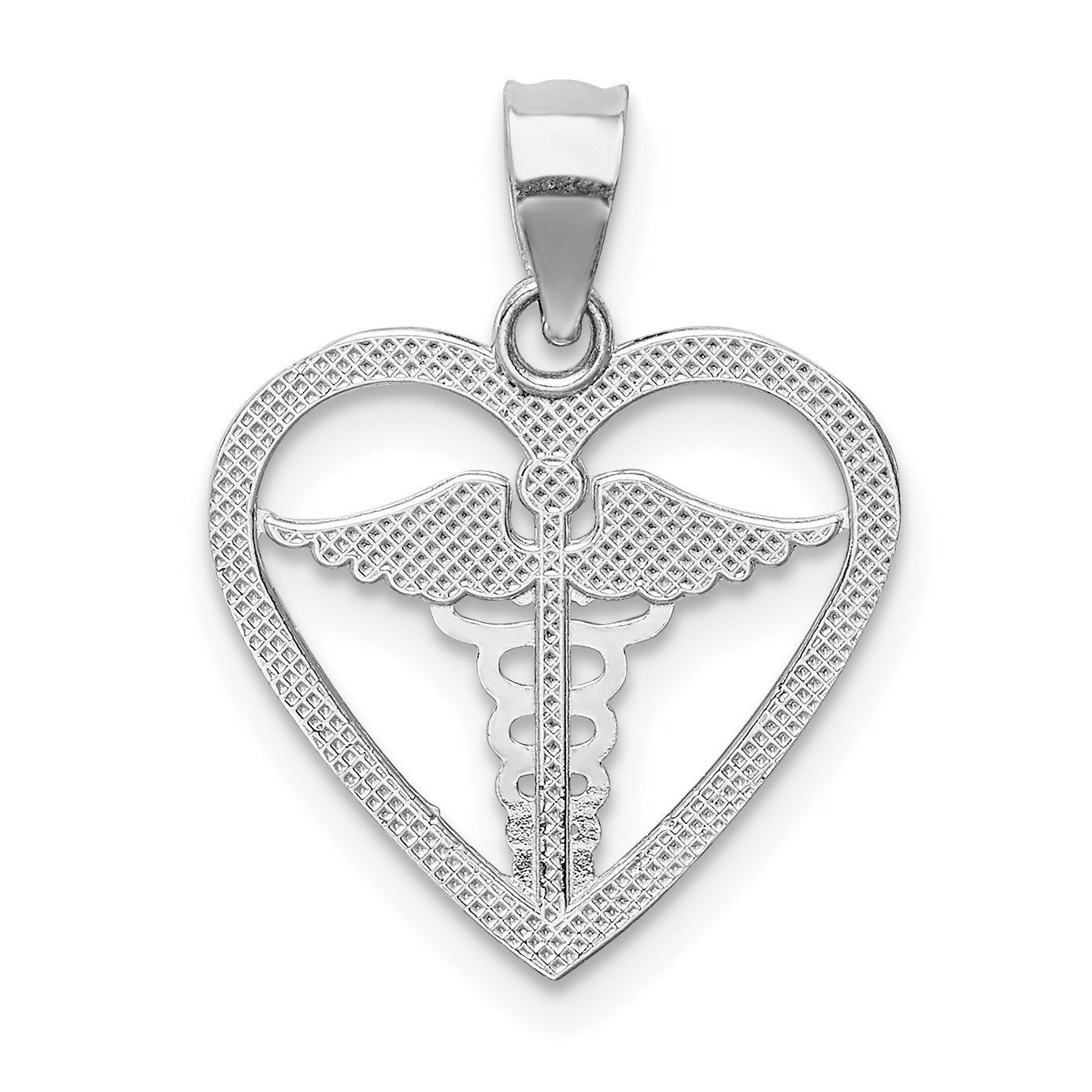 14K White Gold Polished Medical Heart Pendant