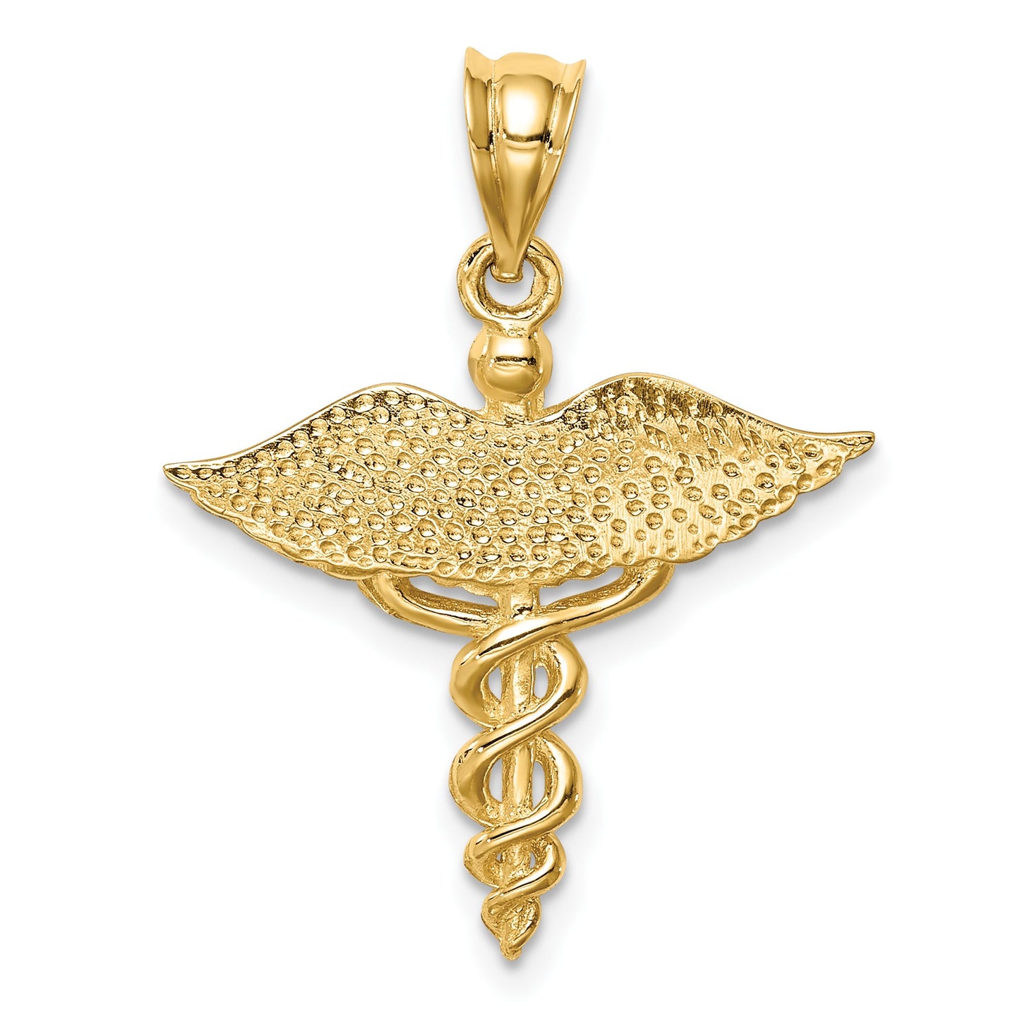 14K Polished 3-D Caduceus Medical Pendant